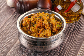 Vegan garnish - lentil with vegetables