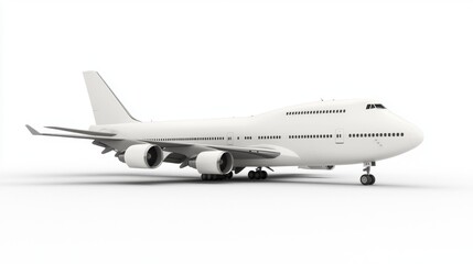 Fototapeta premium White Commercial Airplane on White Background, Isolated View