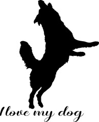 dog silhouette, dog, dog breeds, logo, vector, silhouette, i love my dog, animal, illustration, icon, sign, design, black, symbol, pet, love
