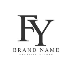 FY trendy logotype template. Initial letter f and y classic font style. Creative logo for company name or identity.