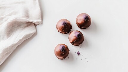 Obraz premium Luxurious praline chocolates. Gourmet confectionery with marshmallows and mousse, hand-made. 