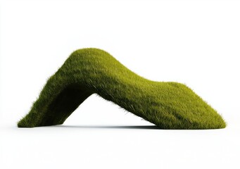 Fototapeta premium A 3D illustration with a realistic green grass hill on a white background is set against a spherical empty panorama and is very bright