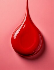 Teardrop of red paint against a pink background 