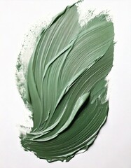 A stroke of muted sage green paint in white background 