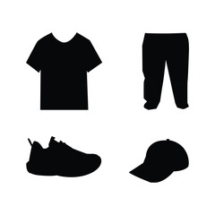 Mens Casual Out fit black Silhuettes Hand Drawing On white Background