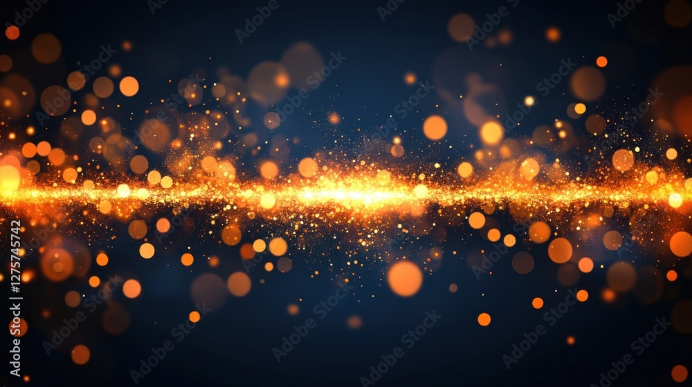 Poster golden light streak bokeh background