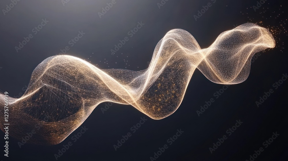 Aufkleber golden particles swirl dark background; abstract design