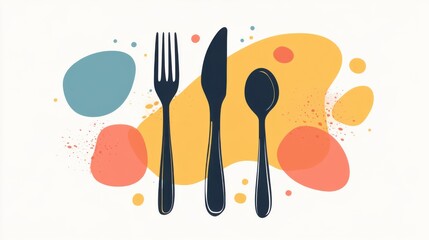 Discover the Flat - Style Vector Illustration: Cutlery Set, Logotype Menu, and Silhouette