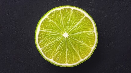 Fresh Lime Slice on Dark Background with Textured Surface