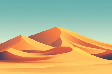 Desert dunes landscape, clear sky, heat, travel brochure
