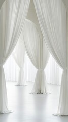 Elegant White Sheer Curtains Draped in Archways Bright Room Interior Design