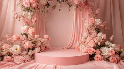 Stunning Pink Floral Arrangement on a Pastel Pink Platform