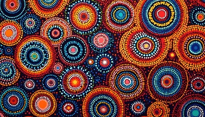Fototapeta premium Aboriginal dot work abstract background with circles