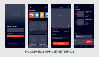Ecommerce app user interface for android and ios.