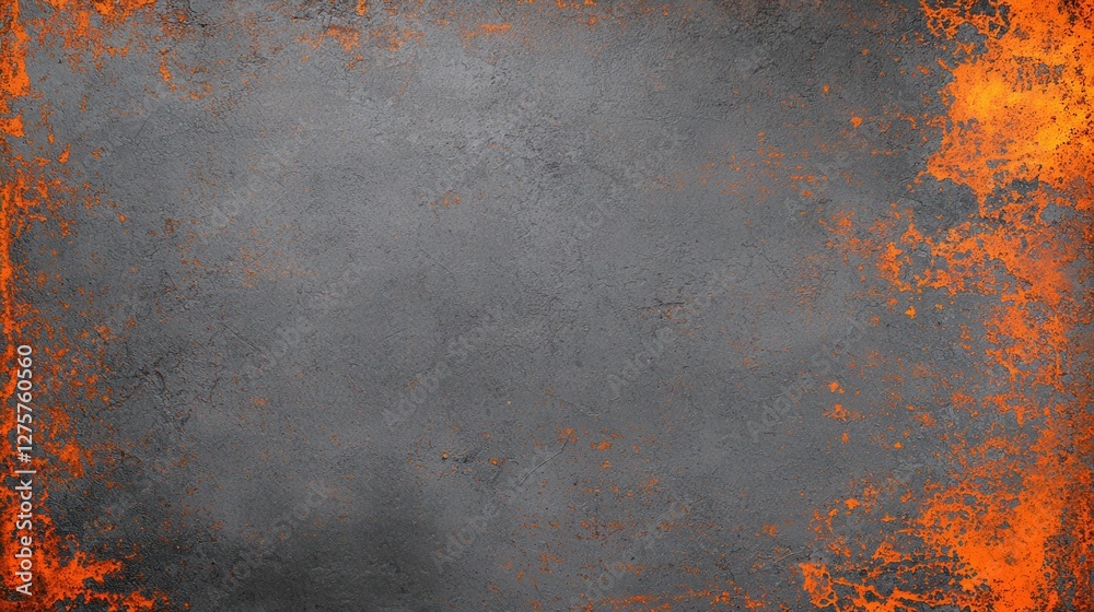 Canvas Prints Abstract Grunge Texture with Gray Surface and Orange Edges