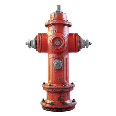 Fototapeta premium Bright orange fire hydrant standing on a sidewalk isolated on png transparent background, cut out