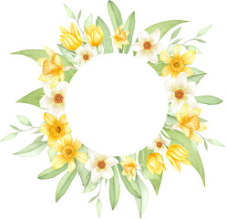 Daffodil and Greenery Circular Frame