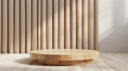 Wooden Round Podium Display Stand for Product Presentation