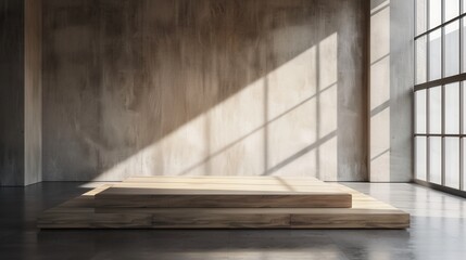 Modern Wooden Platform in Industrial Interior