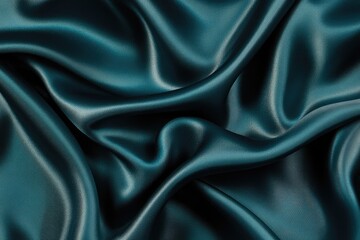 Obraz premium Teal silk fabric draped, luxurious folds, studio shot