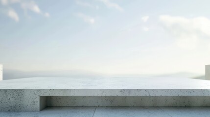 Fototapeta premium Modern Concrete Platform Against a Cloudy Sky