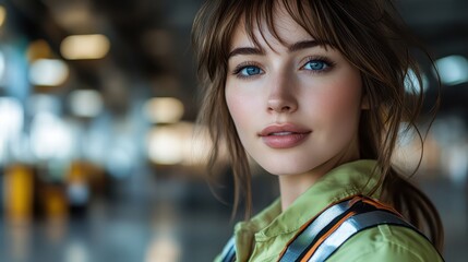 Confident Young Female Engineer in Industrial Setting