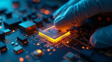 Futuristic Quantum Computer Processor – AI Computing, Semiconductor Technology, Next-Gen Microchip, High-Performance Circuitry, Advanced Digital Innovation | high resolution 300 DPI image