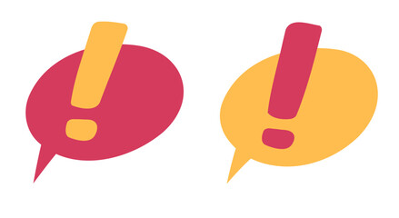 Urgent important exclamation emotion thought bubble speech doodle icon vector graphic illustration set in comic fun humor cartoon style hand drawn, anger caution warning attention alert red yellow
