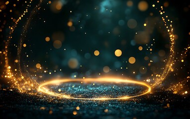 Abstract golden circle on dark background