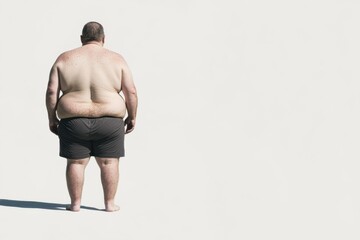 Fototapeta premium Body positivity and self-acceptance illustrated through minimalist portrayal of an obese individual