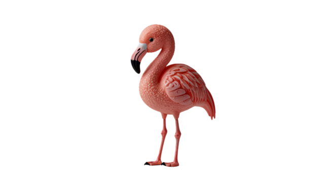 flamingo on white. mini flamingo on a transparent background. pink flamingo
