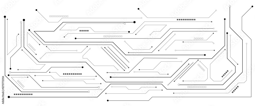 Poster abstract technology circuit diagram on white background. technology black circuit diagram.