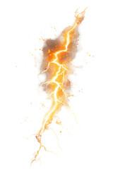 Isolated Orange Lightning Strike