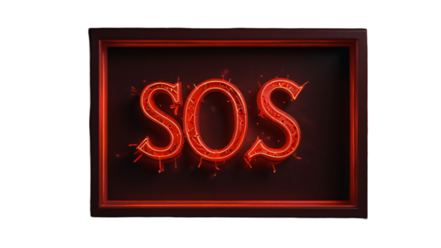 inscription sos on a transparent background - Powered by Adobe