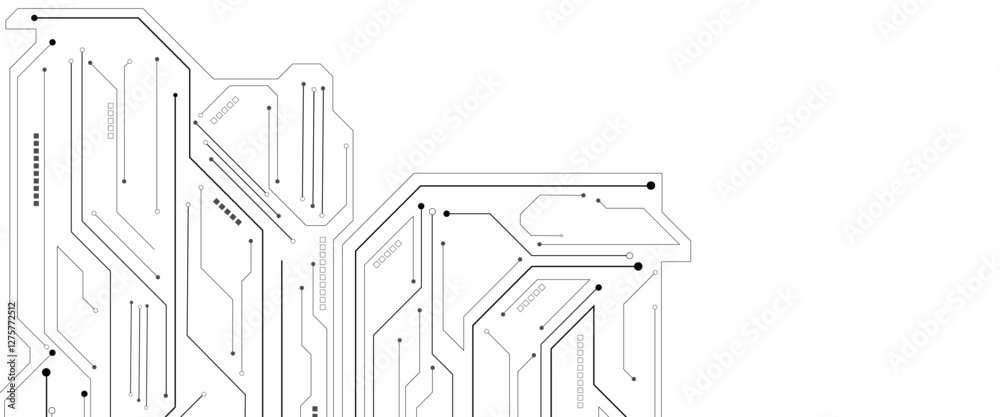 Poster abstract technology circuit diagram on white background. technology black circuit diagram.