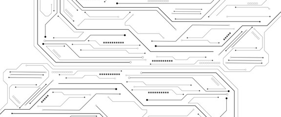 Vector Technology black circuit diagram concept. Abstract technology on white background. High-tech circuit board.