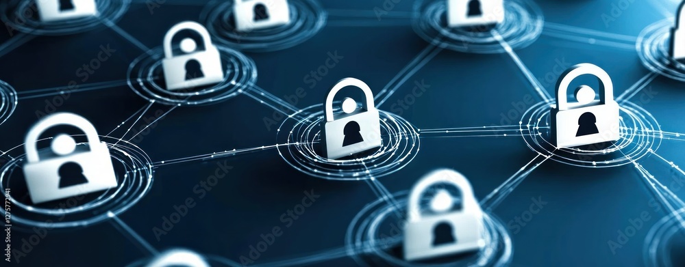 Poster Secure Network Data Protection Digital Privacy Padlocks Cyber Security System