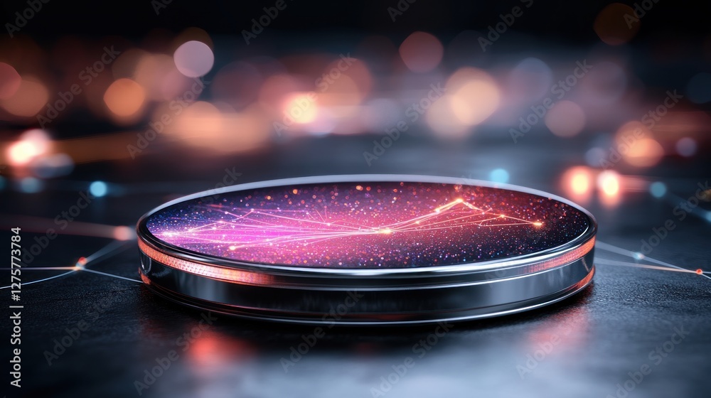 Leinwandbilder Futuristic Technology Display Abstract Network Connections on a Circular Device