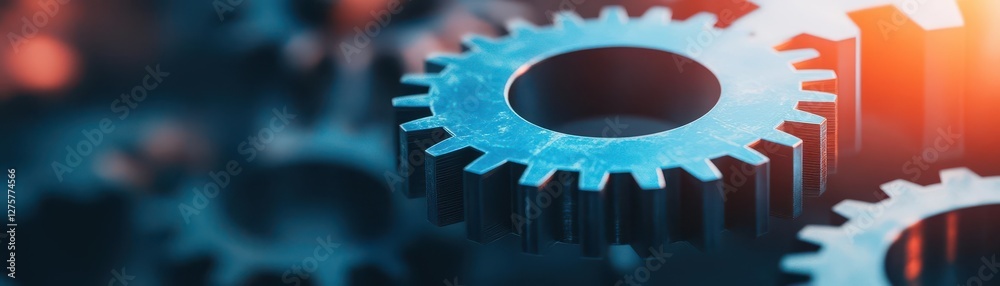 Poster Close up of gears on a computer screen displaying mechanical components and technology