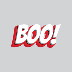 Boo sign vector illustration isolated on grey background template