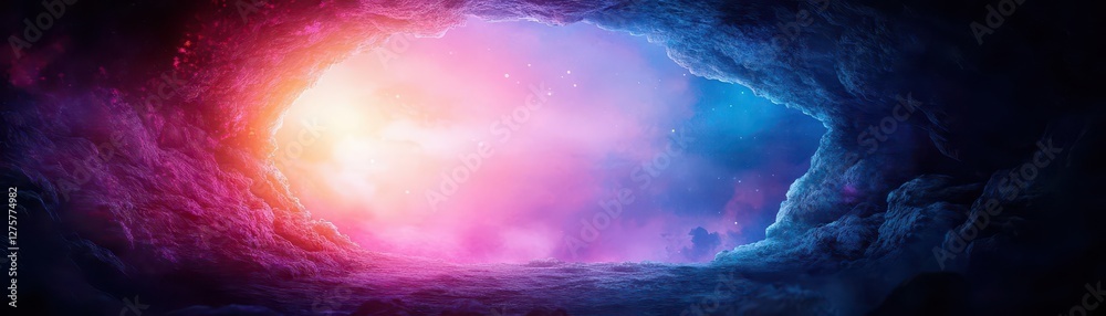 Leinwandbilder colorful tunnel with bright light at the end creating an inviting and vibrant atmosphere