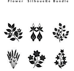 Big floral collections of black silhouettes of meadow herbs, floral backgrounds and wreaths. Wildflowers. Wild grass. Floral elements for your design. Vector illustration,Black silhouette of flowers