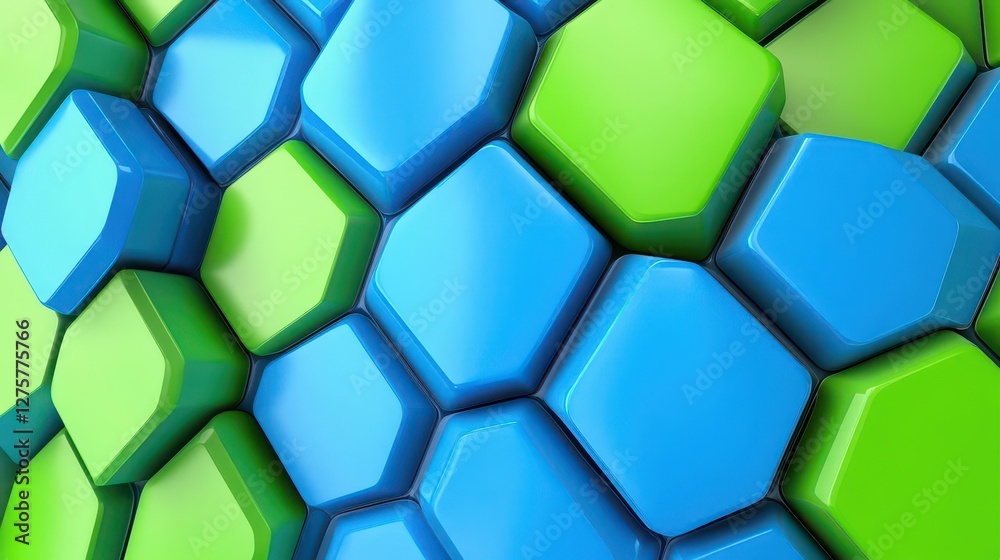 Poster 3d rendering of mind green and blue abstract geometric background scene for advertising