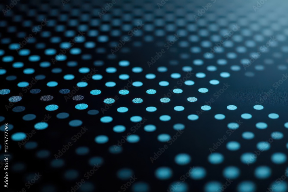 Poster a closeup of a textured surface featuring halftone dots in varying sizes, showcasing a rich black to