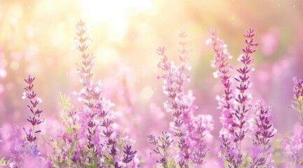 Obraz premium Blooming lavender field in sunny day for relaxation and background usage
