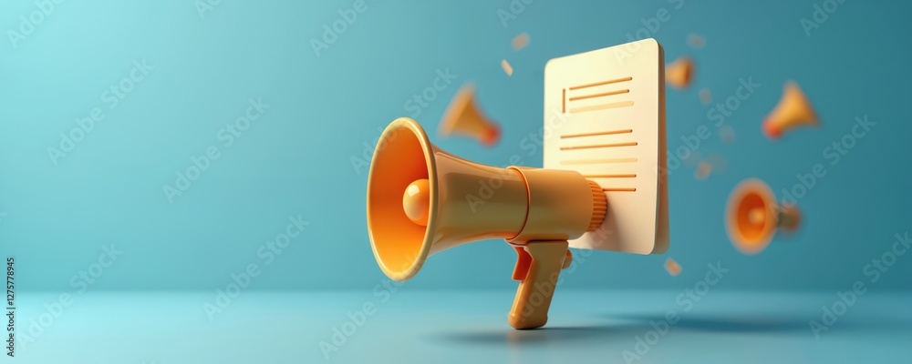 Fototapete digital newsletter template for team communication with megaphone icon, announcements, updates. inte