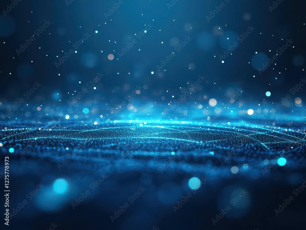 Fototapete Abstract blue background with particles creating a dynamic and modern visual effect for design projects
