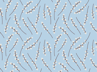 Seamless pattern Easter willow branches