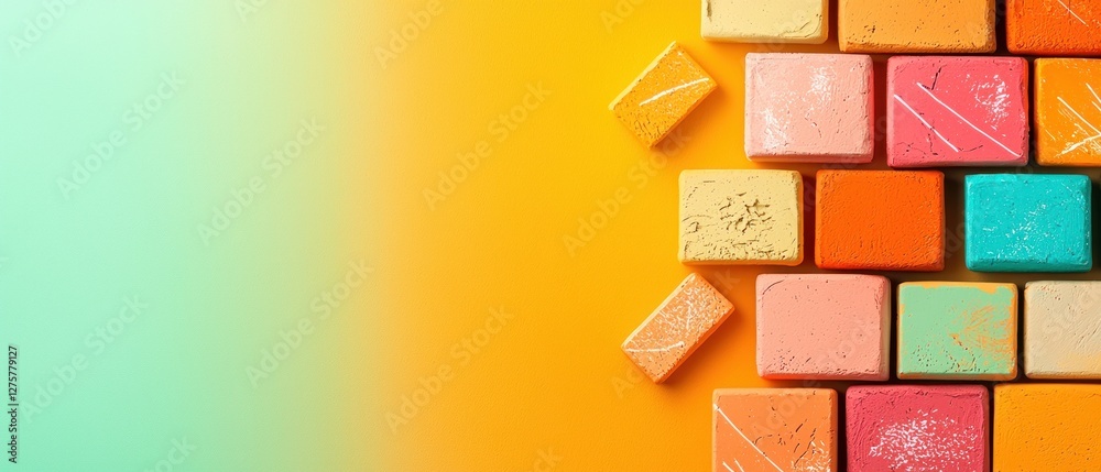 Poster colorful pastel blocks abstract background texture design