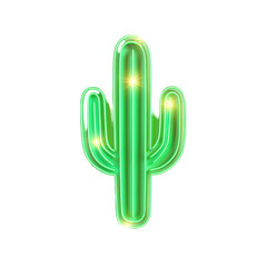 Neon Cactus Sign Illuminating a Dark Background isolated on png transparent background, cut out